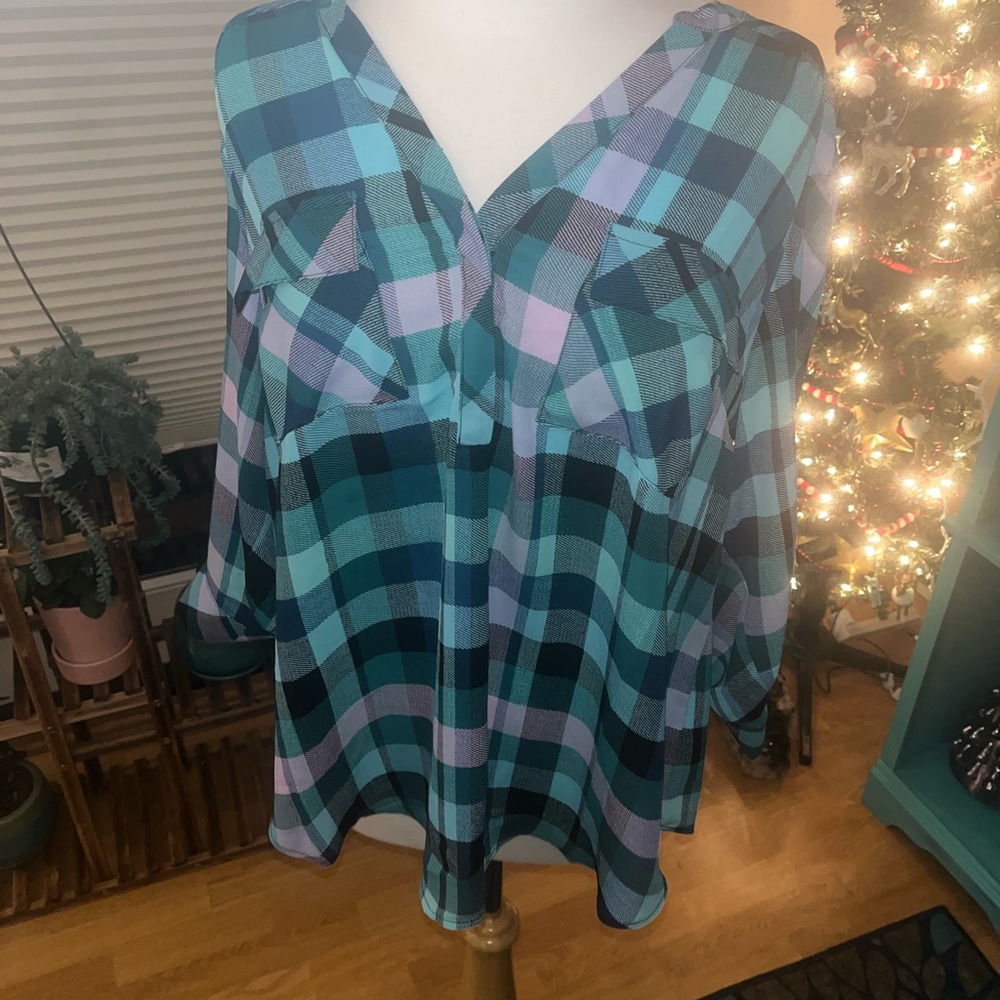 Harper blue and purple plaid NWT torrid shirt